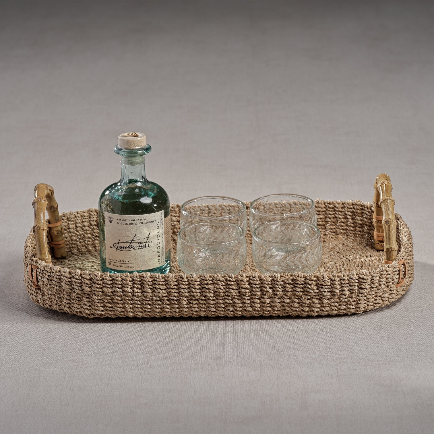 Multipurpose Abaca Tray with Bamboo Handles - Trays by Carlyle Avenue