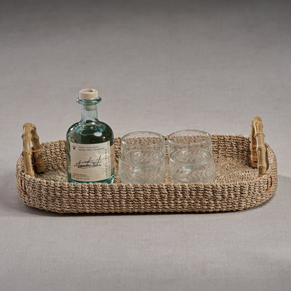 Multipurpose Abaca Tray with Bamboo Handles - Trays by Carlyle Avenue