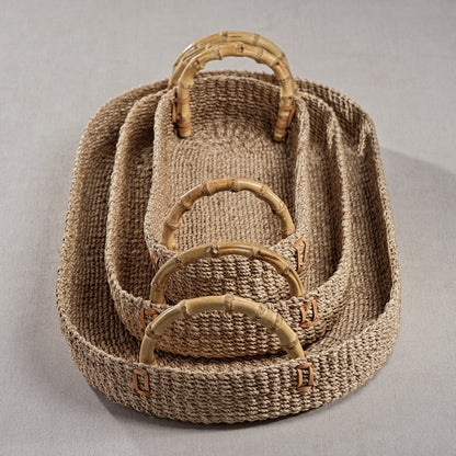 Multipurpose Abaca Tray with Bamboo Handles - Trays by Carlyle Avenue