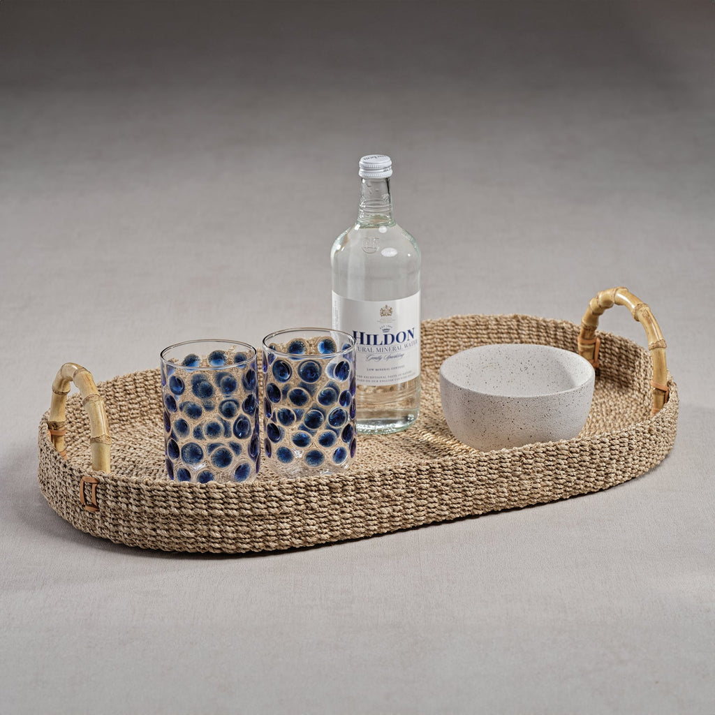Multipurpose Abaca Tray with Bamboo Handles - Trays by Carlyle Avenue