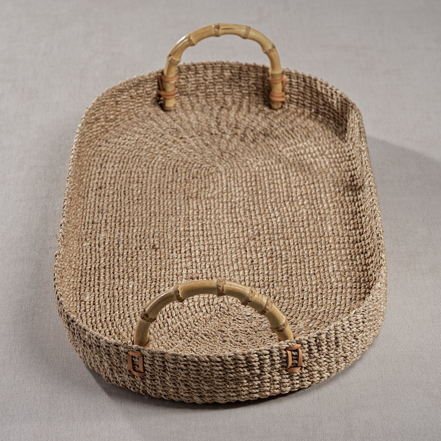 Multipurpose Abaca Tray with Bamboo Handles - Trays by Carlyle Avenue