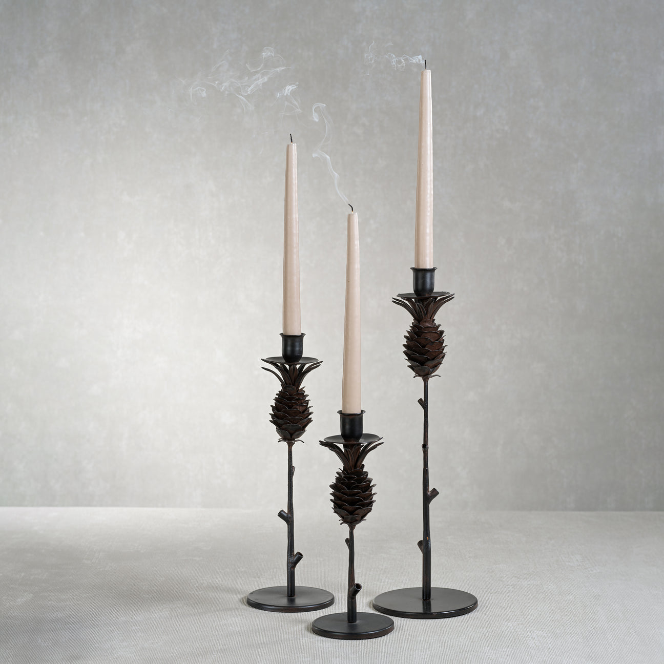 Pine Cone Design Wrought Iron Candle Holder