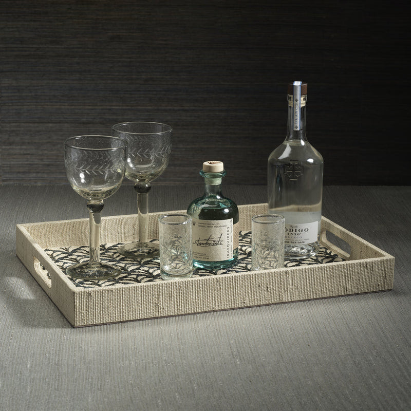 Canaria Petals Natural Fiber Raffia Serving Tray