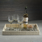 Canaria Petals Natural Fiber Raffia Serving Tray - Decorative Trays by Carlyle Avenue