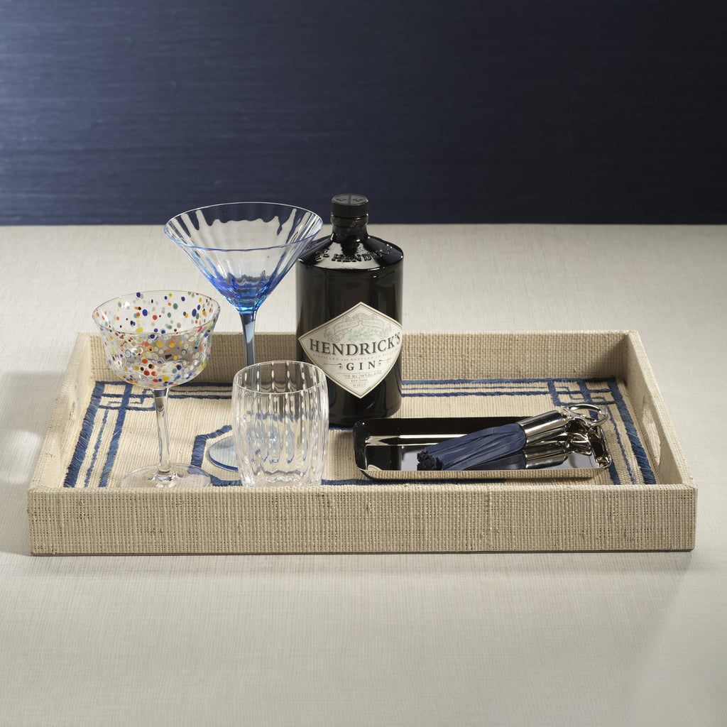 Pattern Natural Fiber Raffia Serving Tray - Trays by Carlyle Avenue