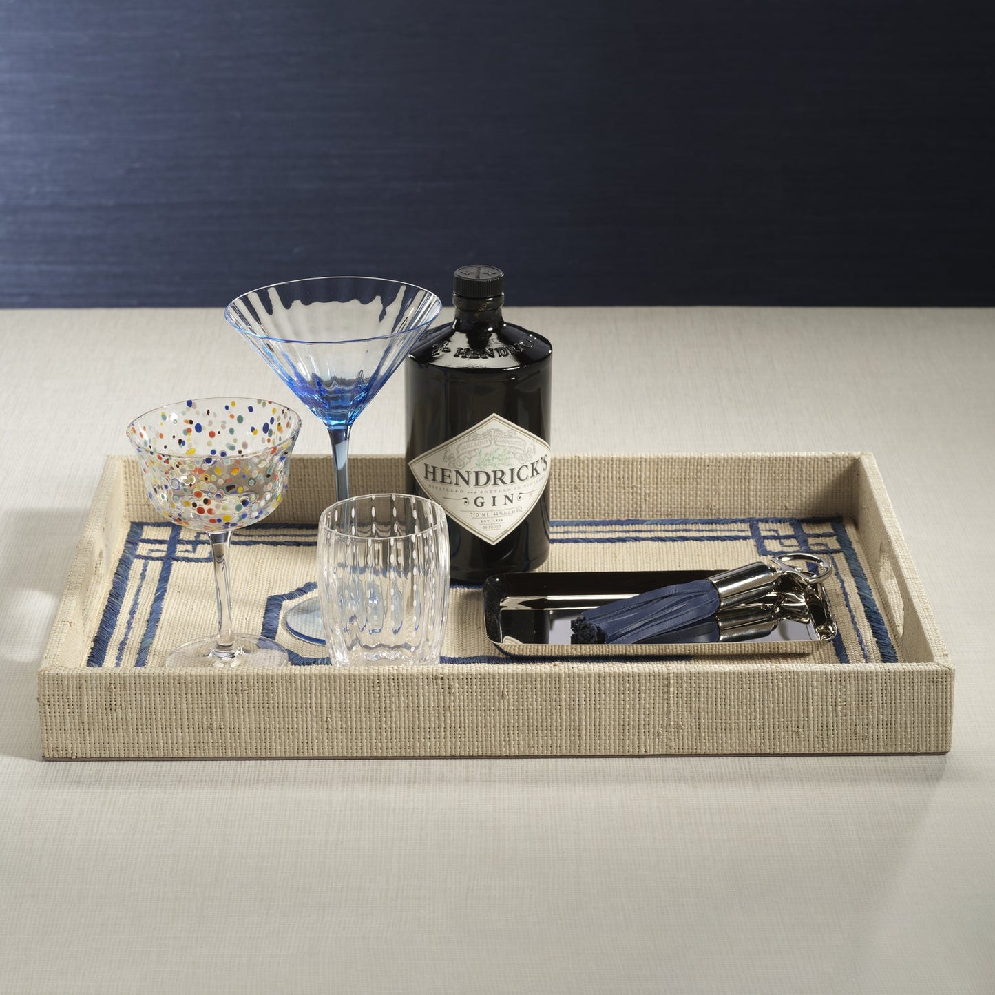 Pattern Natural Fiber Raffia Serving Tray