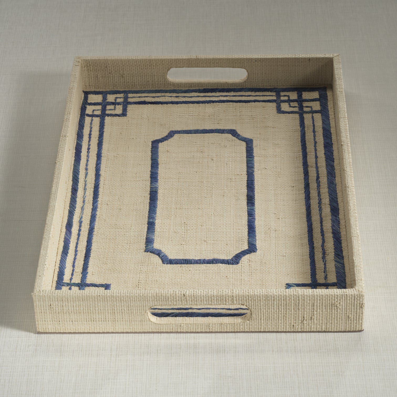 Pattern Natural Fiber Raffia Serving Tray - Trays by Carlyle Avenue