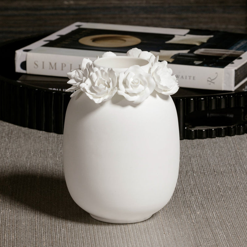 Petite Couronne Bone China Vase - White - Vases by Carlyle Avenue