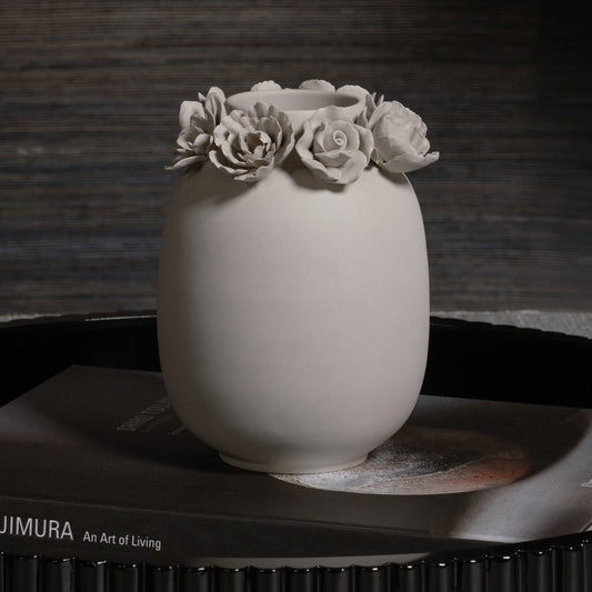 Petite Couronne Bone China Vase - Taupe - Vases by Carlyle Avenue