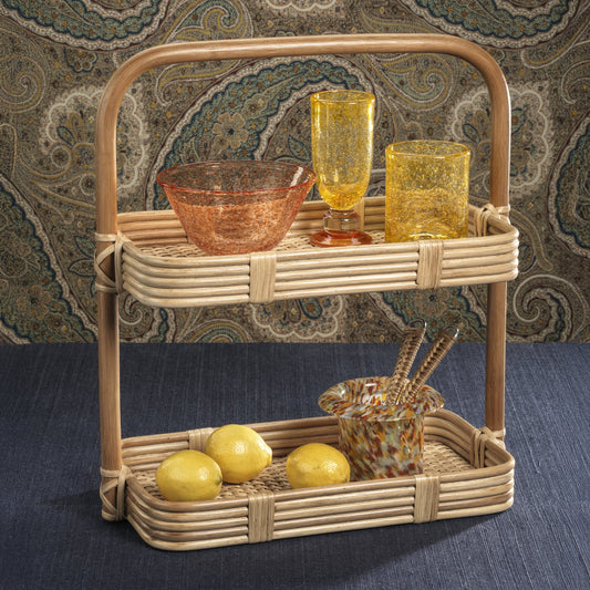 Tropique Two-Tier Rattan Tray - Trays by Carlyle Avenue
