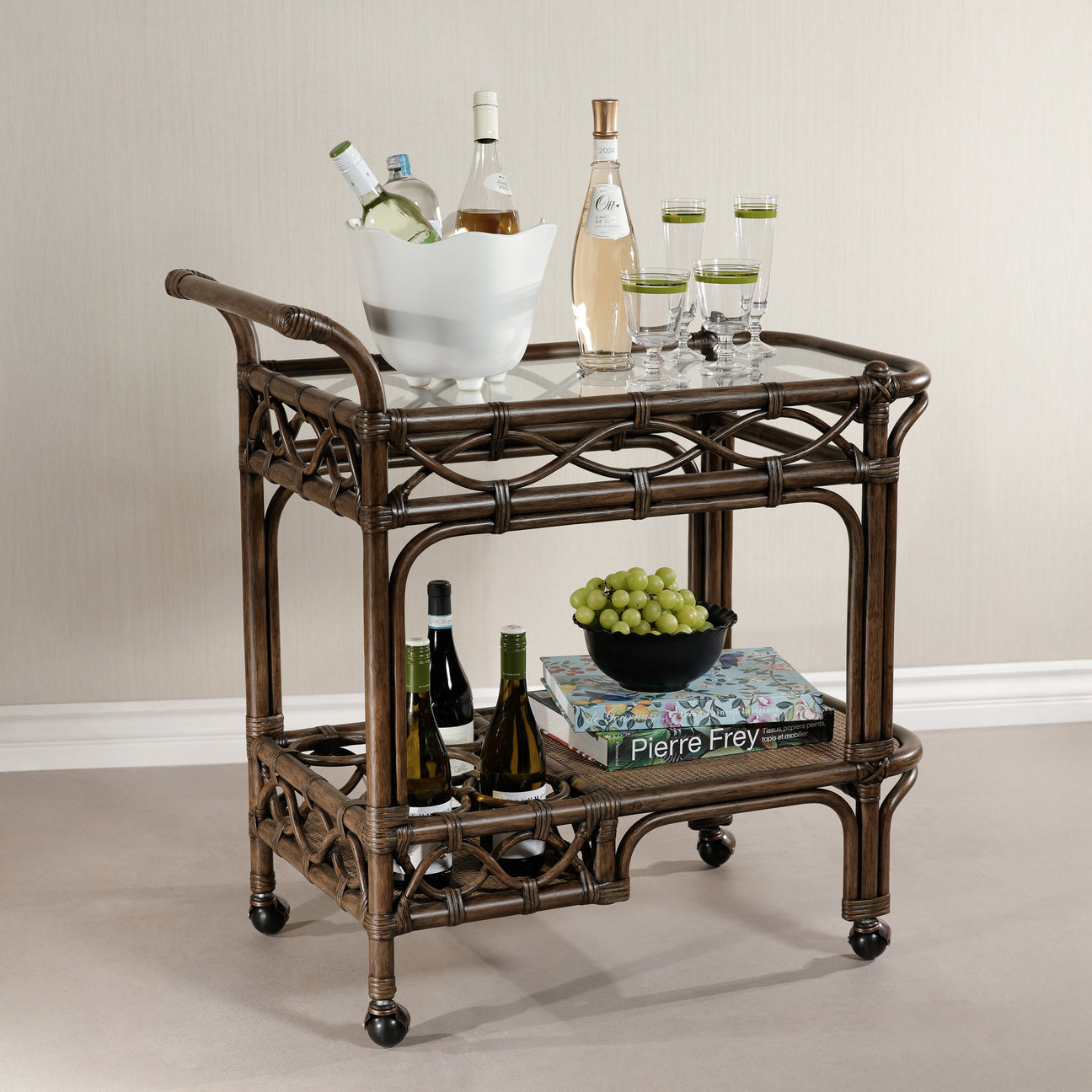 The Riviera Rattan Bar Cart
