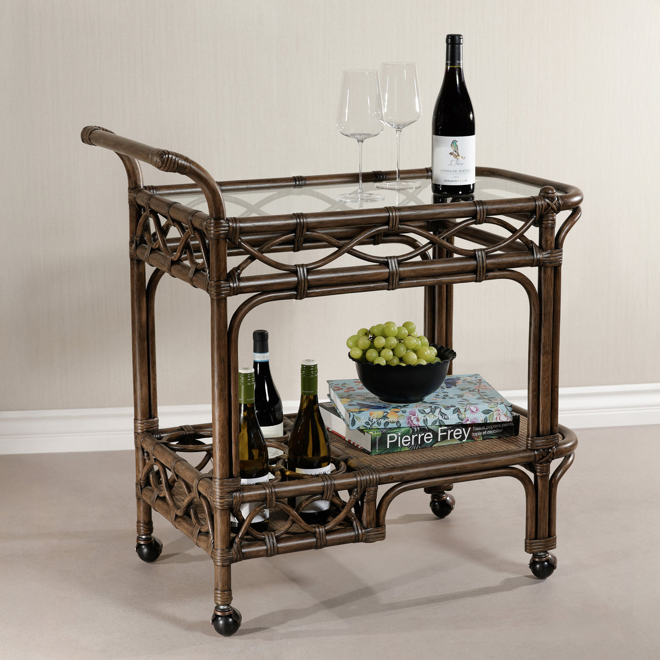 The Riviera Rattan Bar Cart