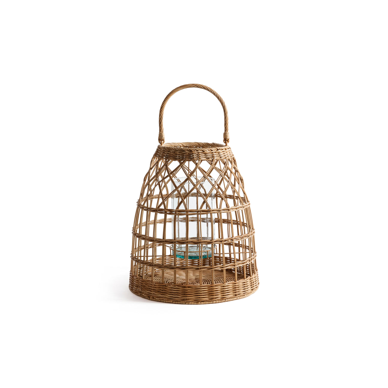 Veranda Rattan Lantern with Glass Hurricane