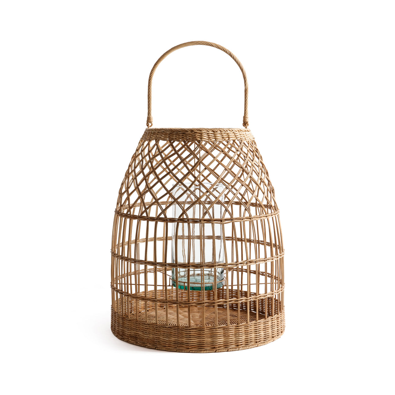 Veranda Rattan Lantern with Glass Hurricane