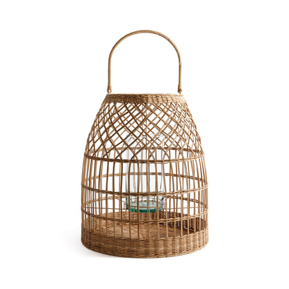 Veranda Rattan Lantern with Glass Hurricane