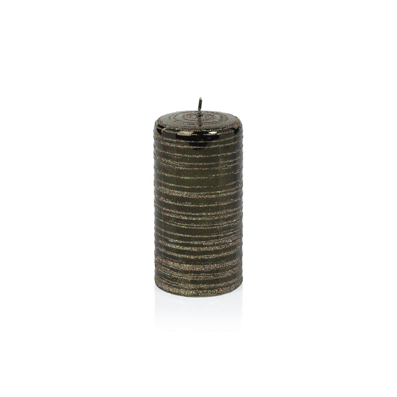 Metallic Pillar Candle - Metallic Green & Gold Glitter - Candles by Carlyle Avenue