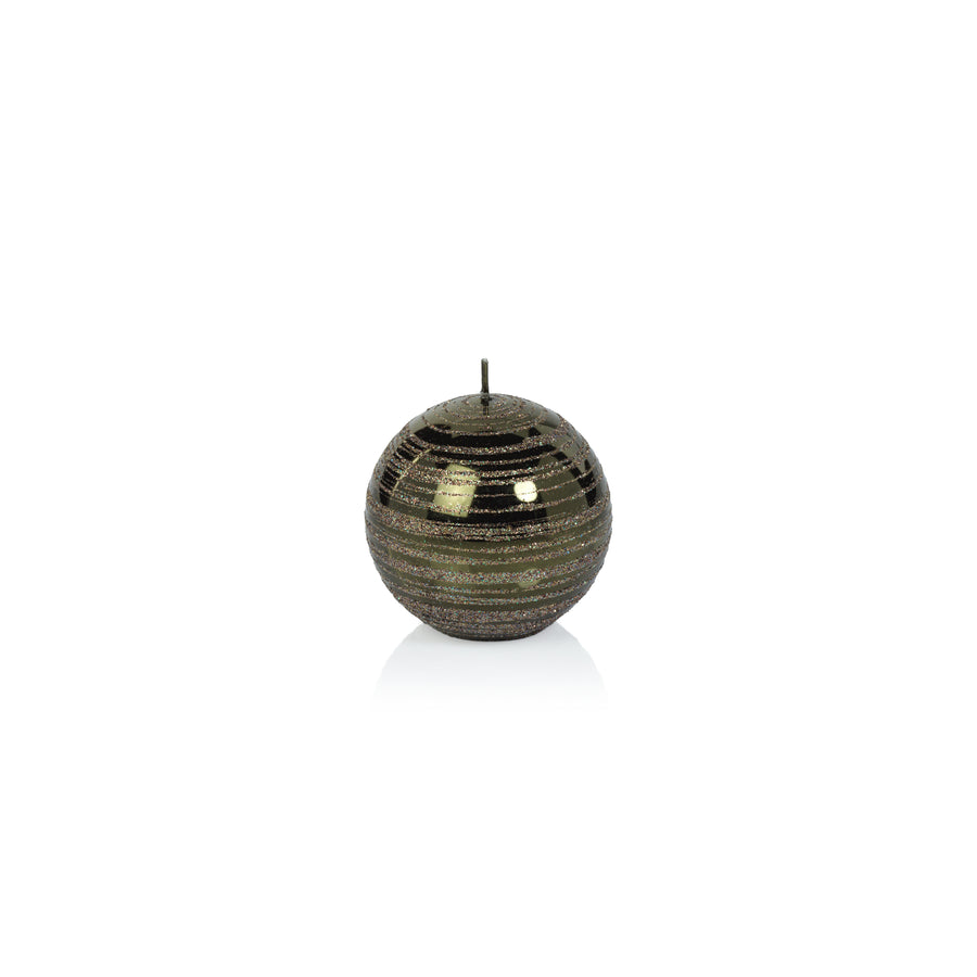 Metallic Ball Candle - Metallic Green & Gold Glitter