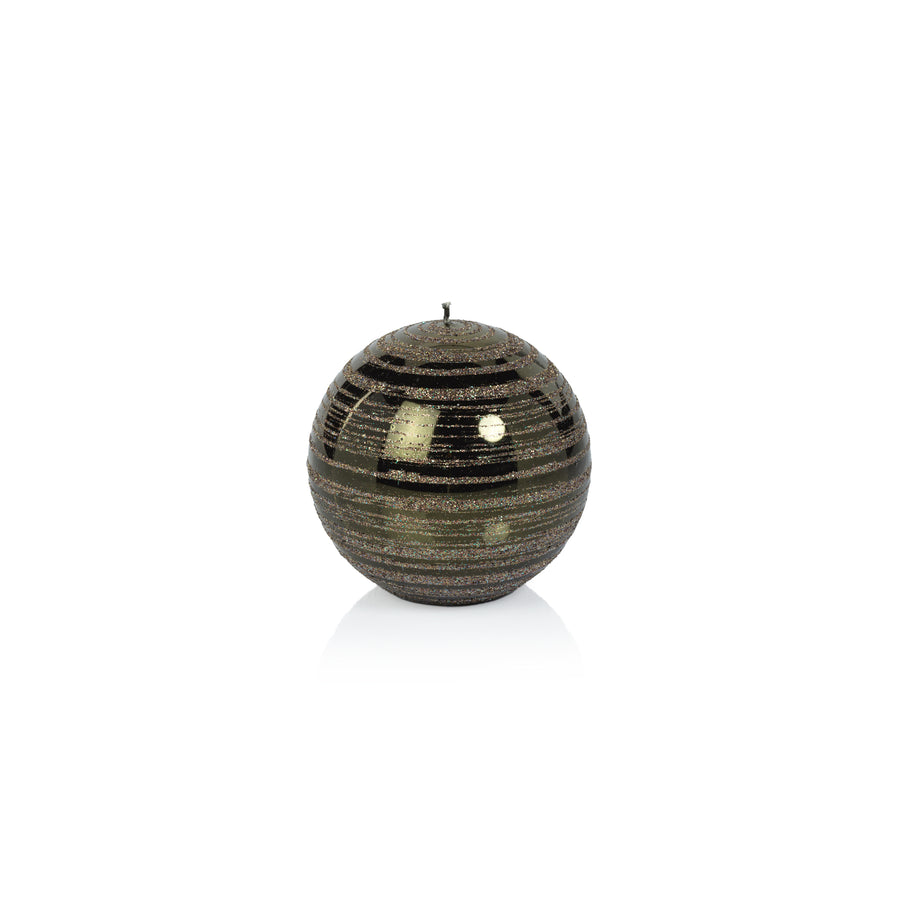 Metallic Ball Candle - Metallic Green & Gold Glitter