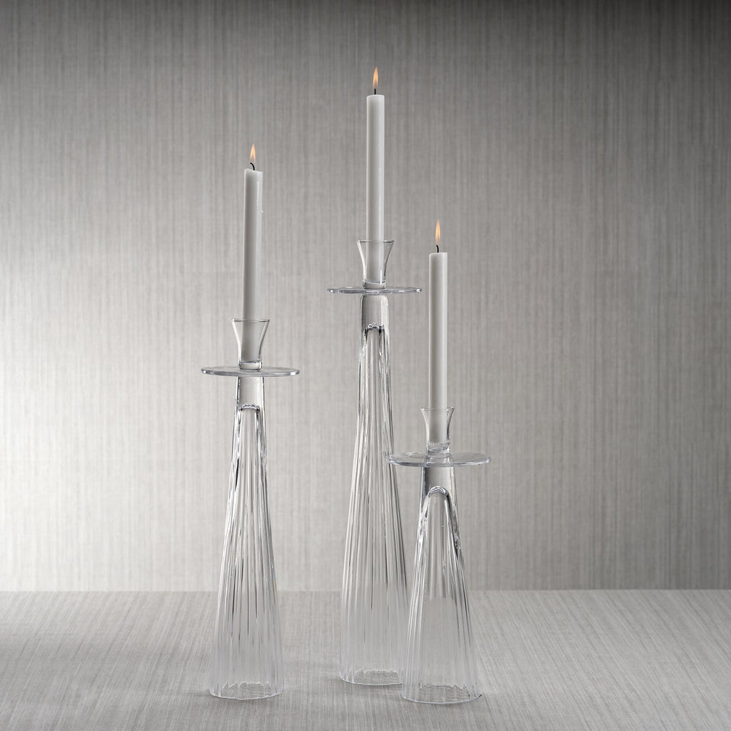 Tall Ribbed Glass Taper Holder - Candle Holders by Carlyle Avenue