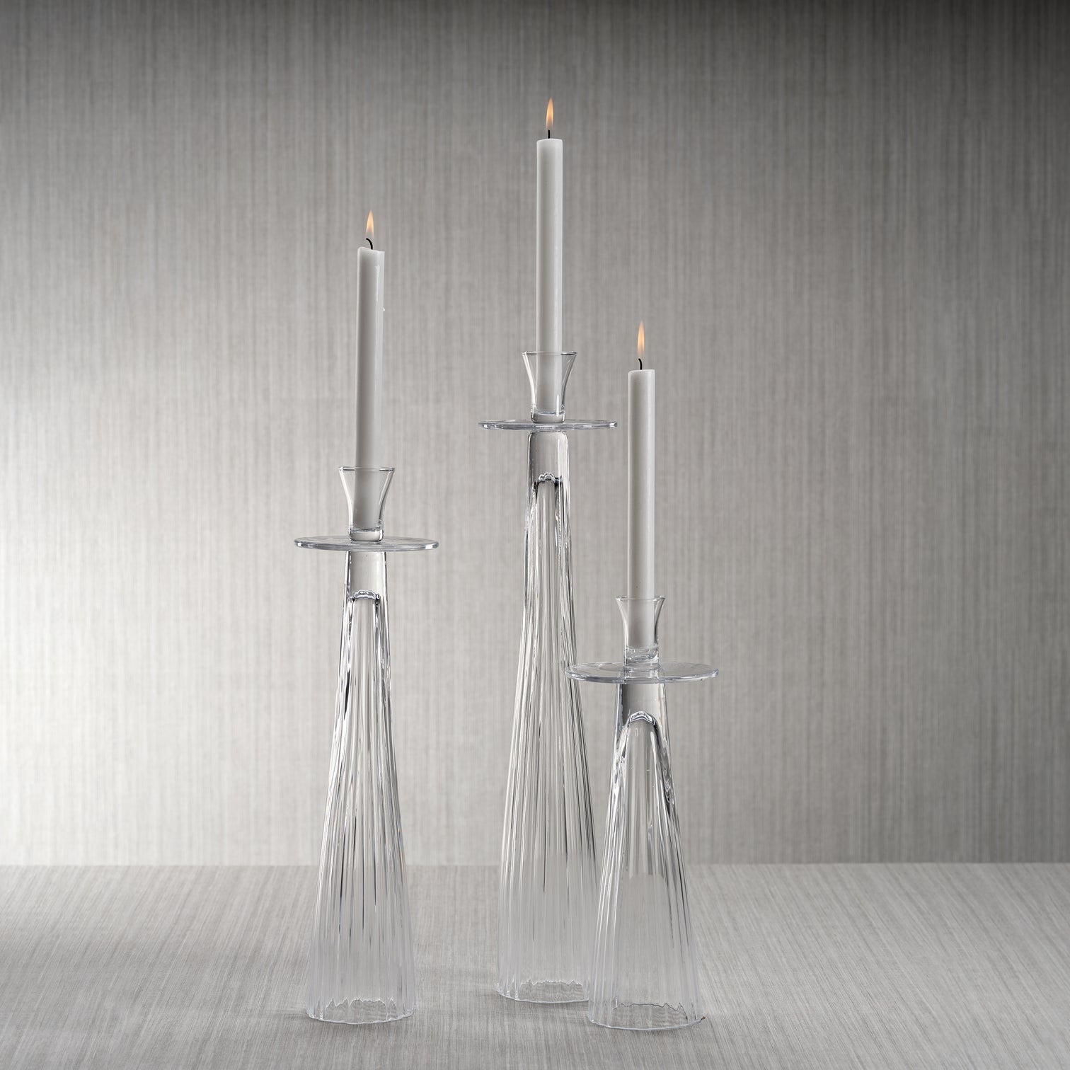 Tall Ribbed Glass Taper Holder - Candle Holders by Carlyle Avenue