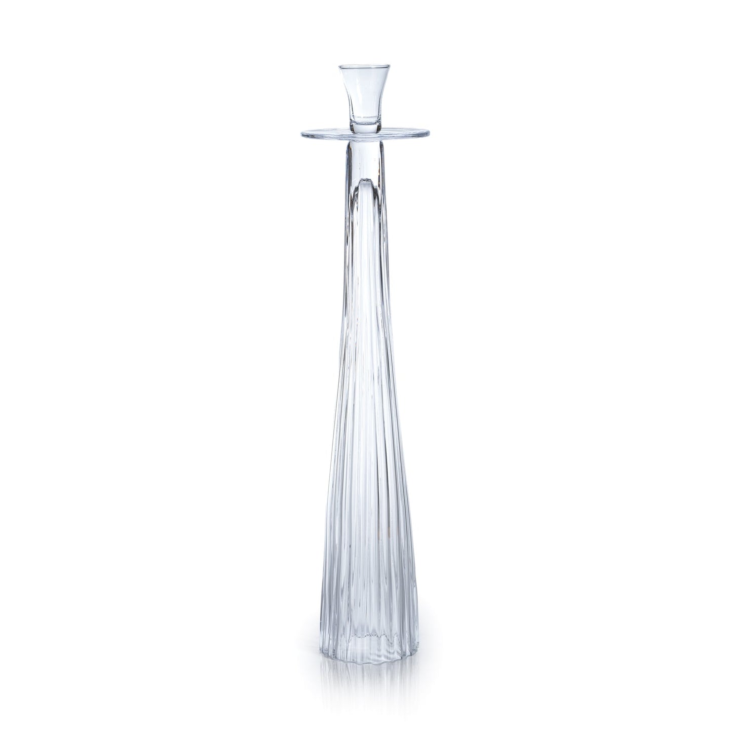 Tall Ribbed Glass Taper Holder