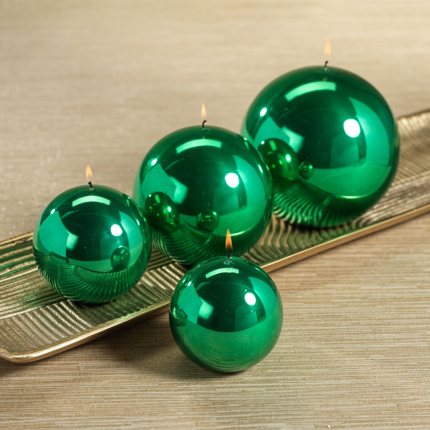 Metallic Ball Candle - Matte Pearl Green