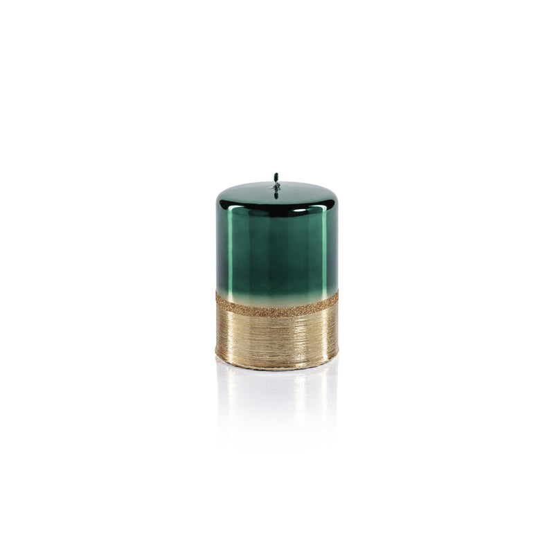 Metallic Pillar Candle - Green/Gold (Set of 6)