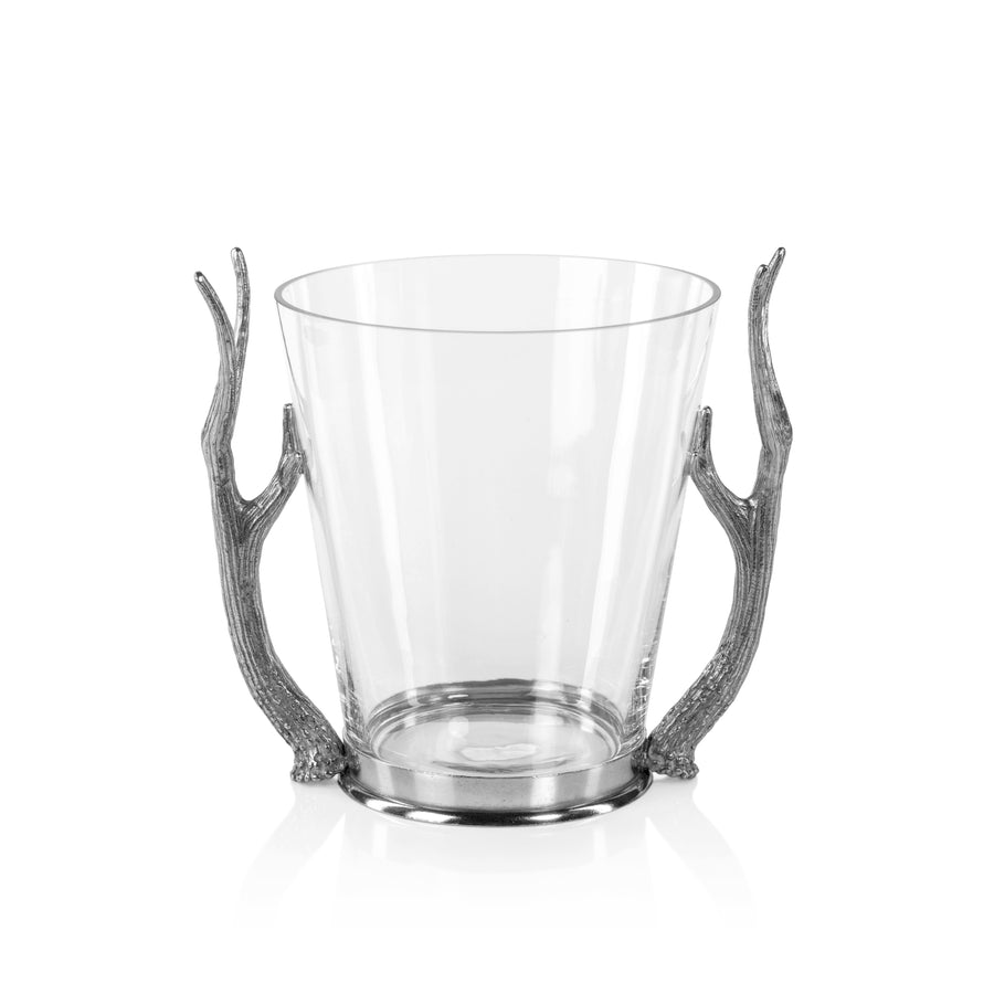 Davos Glass Wine and Champagne Bucket with Pewter Antler Handles