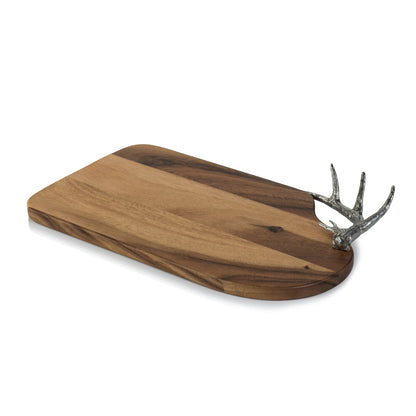 Davos Cheese and Charcuterie Board with Pewter Antler Handle - Serveware by Carlyle Avenue