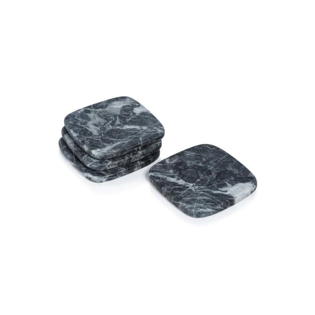 Four Nero Marquina Matte Marble Coasters - Coasters by Carlyle Avenue