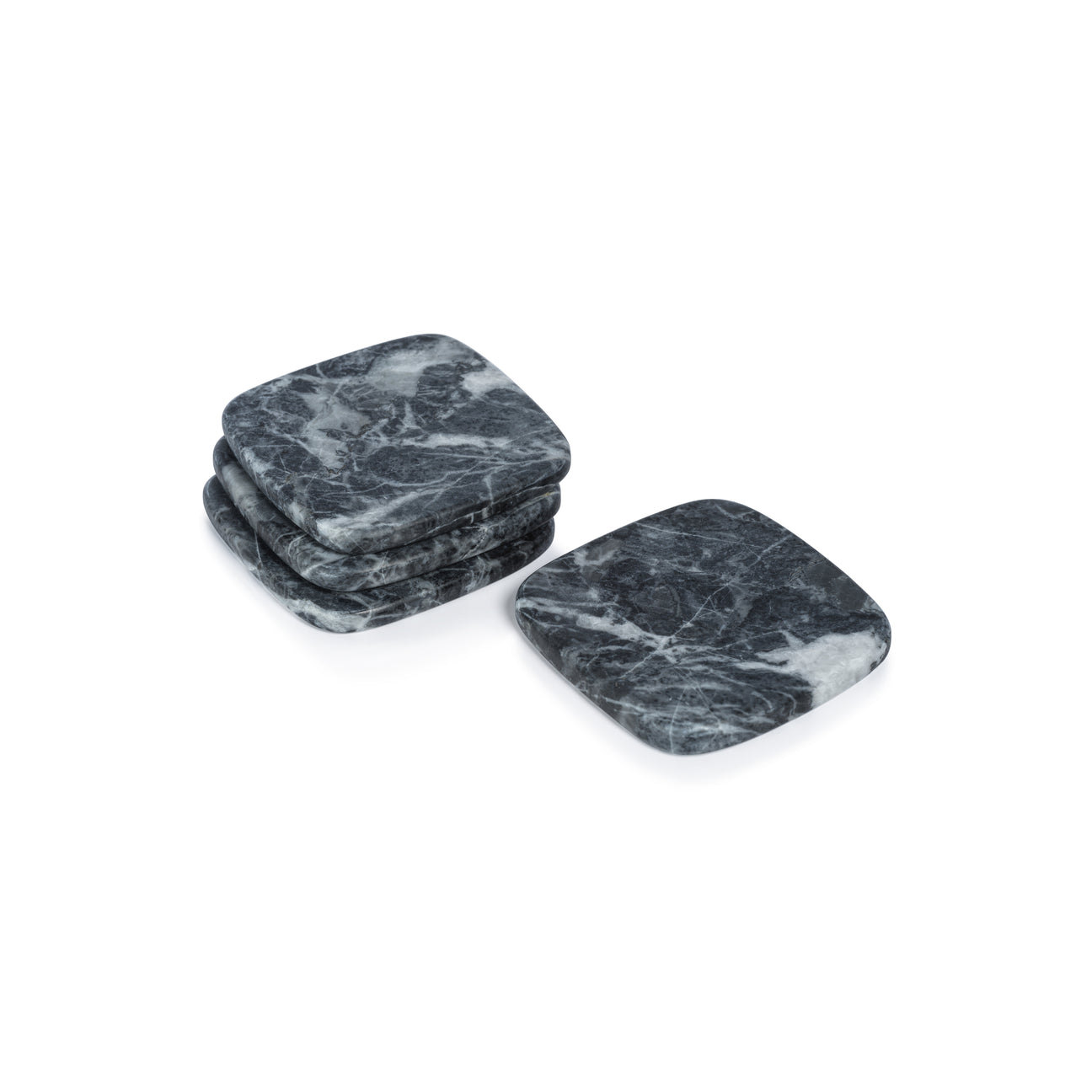 Four Nero Marquina Matte Marble Coasters - Coasters by Carlyle Avenue