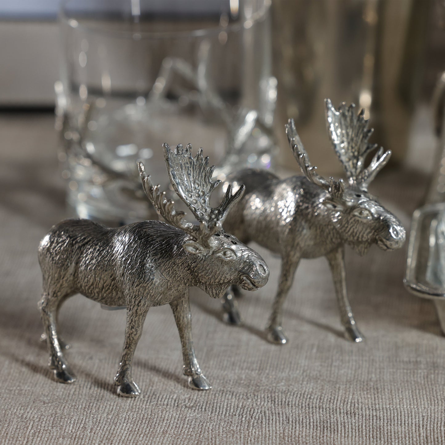 St. Anton Pewter Moose Design Salt and Pepper Shakers