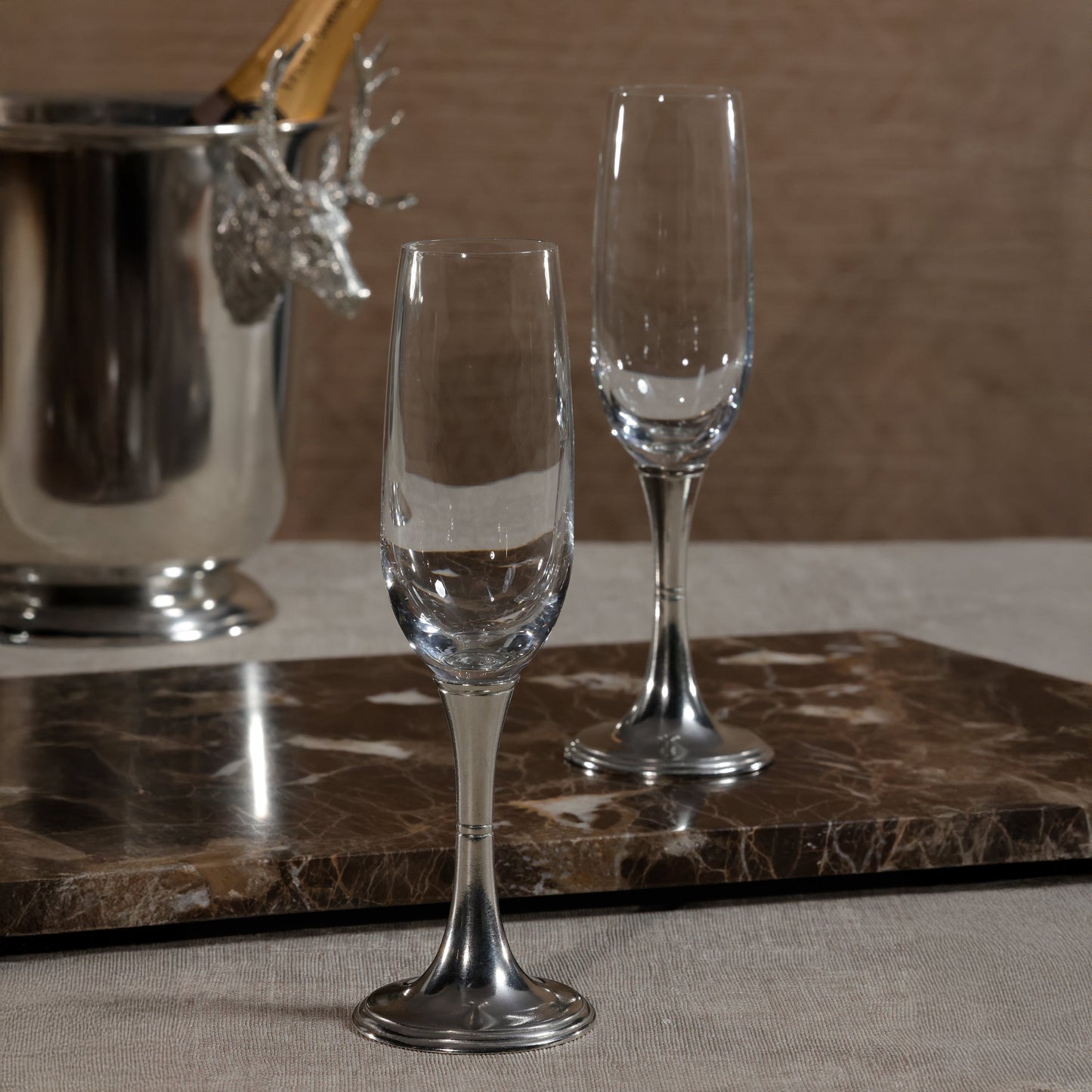 St. Moritz Pewter and Glass Champagne Flute