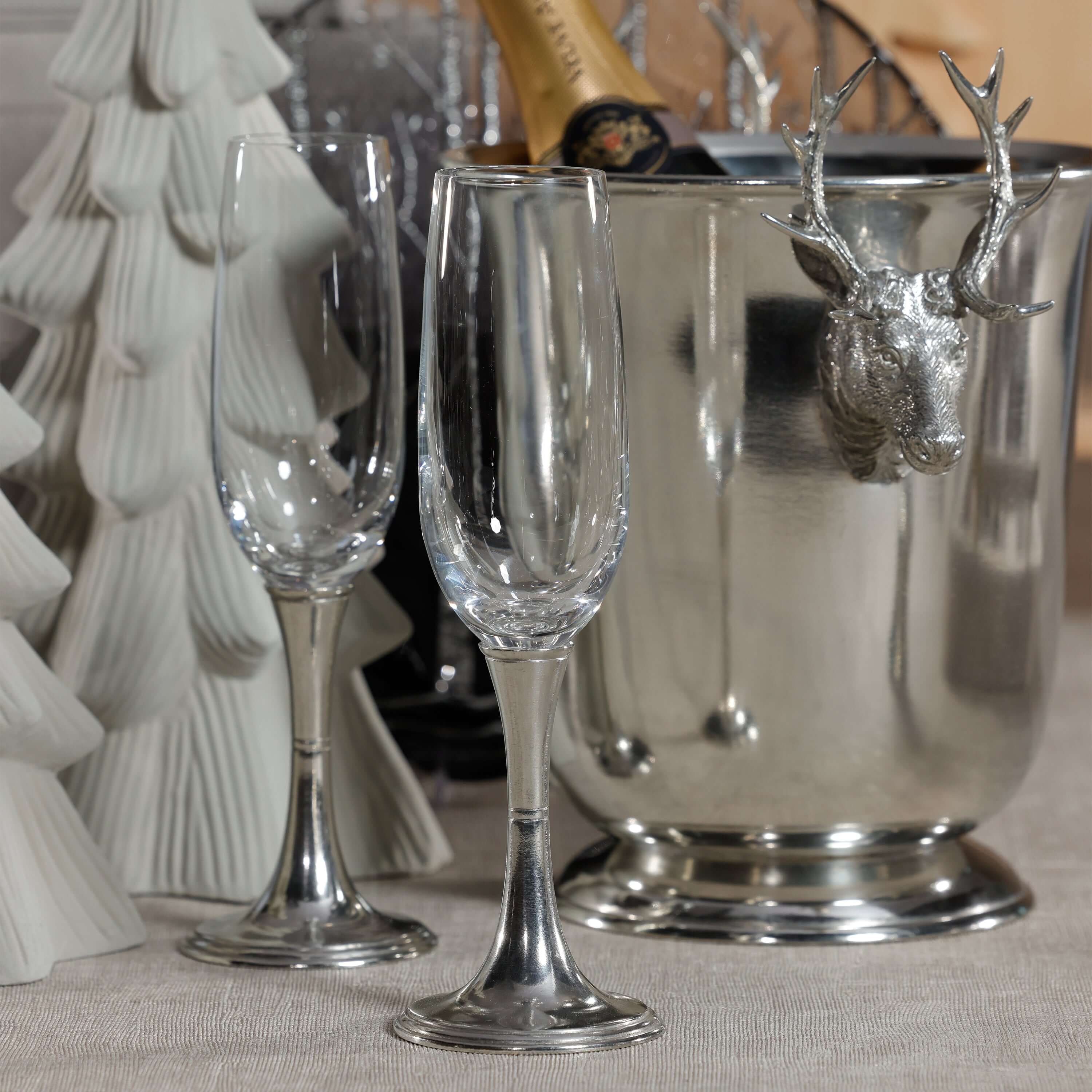 St. Moritz Pewter and Glass Champagne Flute