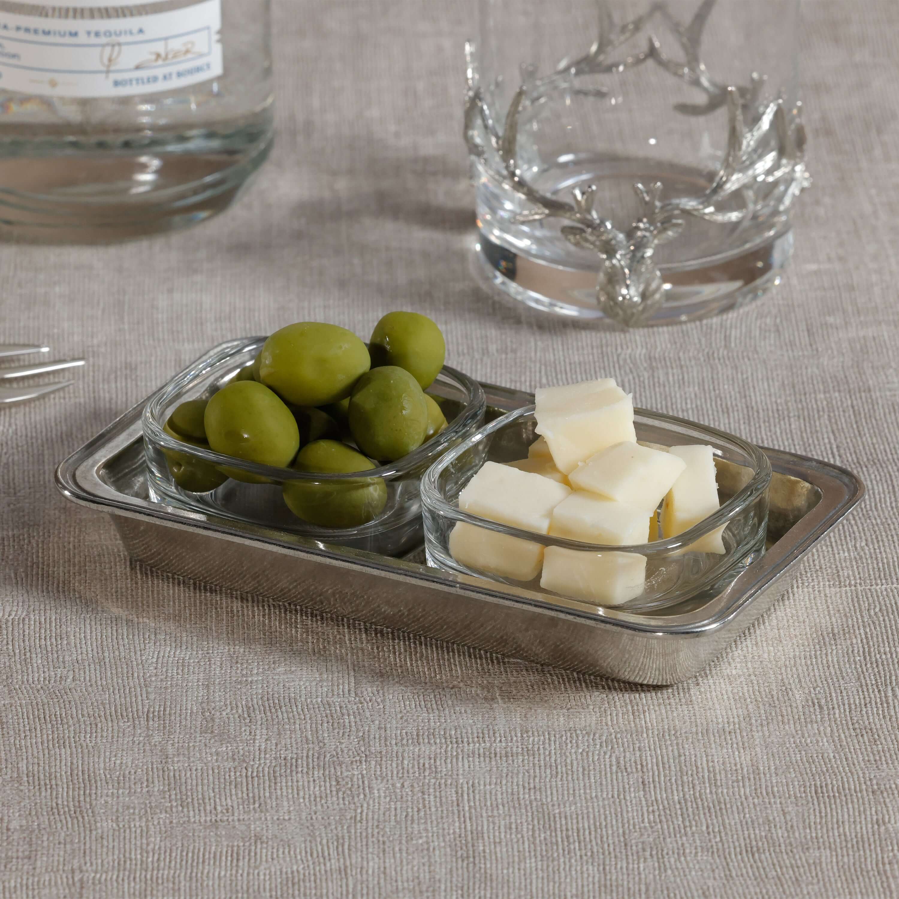 St. Moritz Pewter and Glass Double Condiment Set - Serveware by Carlyle Avenue