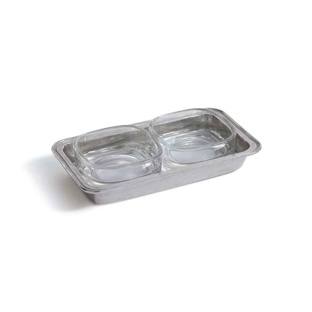 St. Moritz Pewter and Glass Double Condiment Set - Serveware by Carlyle Avenue