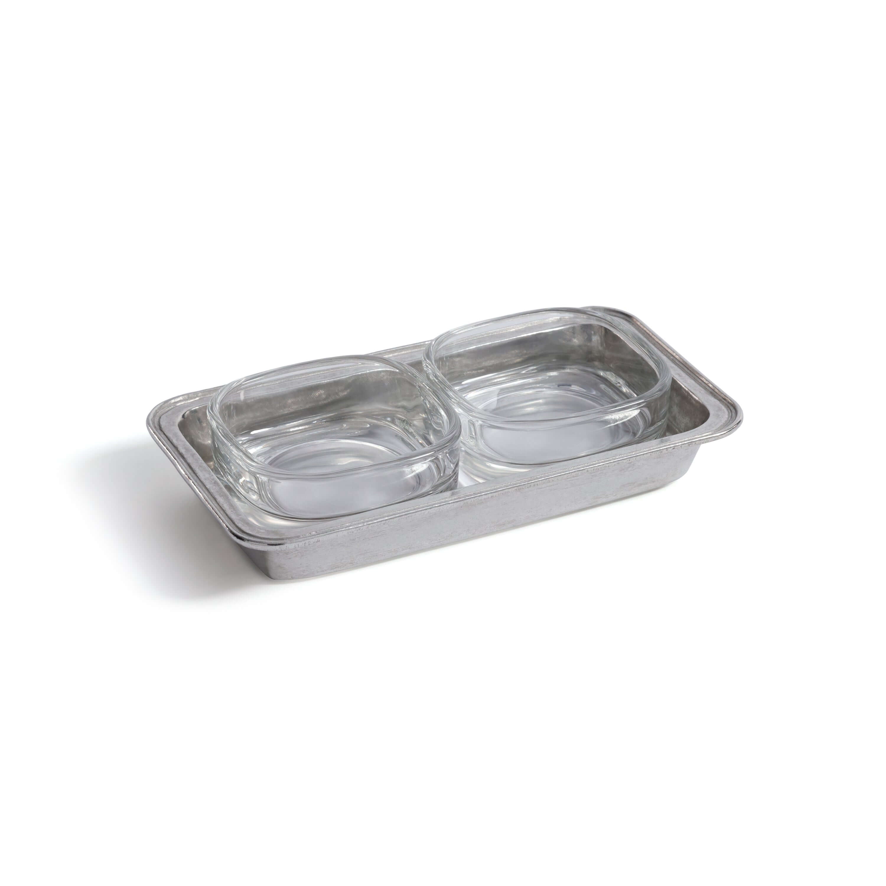St. Moritz Pewter and Glass Double Condiment Set - Serveware by Carlyle Avenue