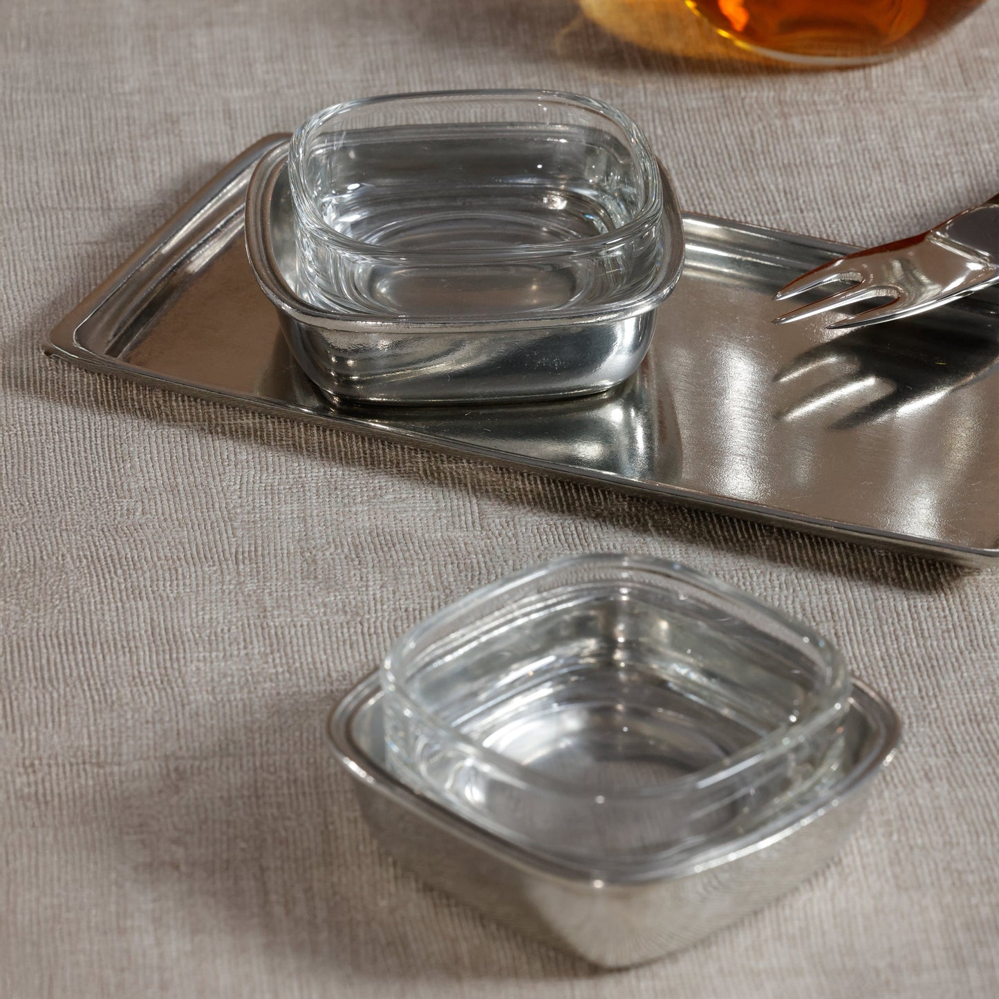 St. Moritz Pewter and Glass Single Condiment Set