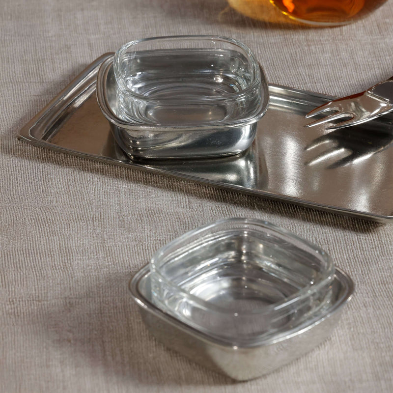 St. Moritz Pewter and Glass Single Condiment Set - Serveware by Carlyle Avenue