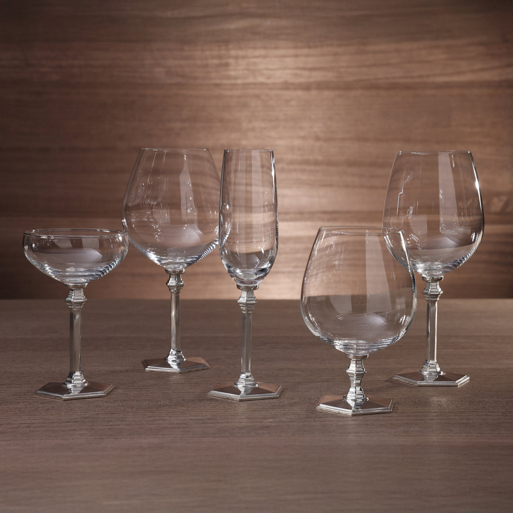 St. Anton Glassware on Pewter Stem