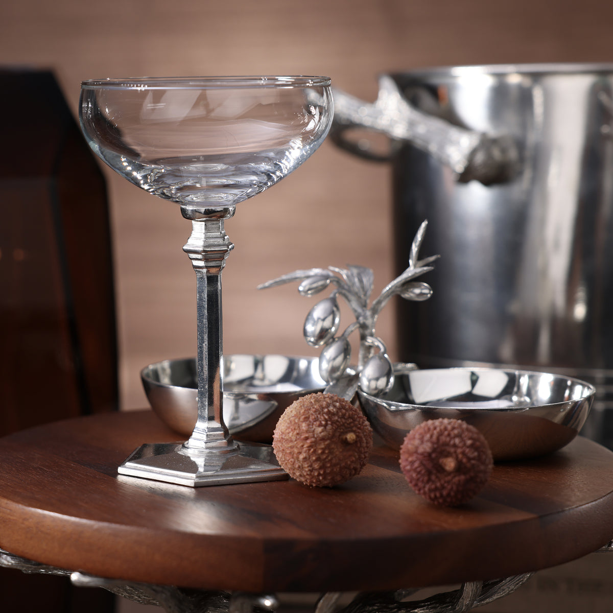St. Anton Glassware on Pewter Stem