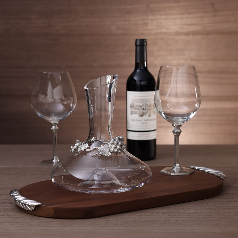 St. Anton Glass Wine Decanter with Pewter Grapevine Trim