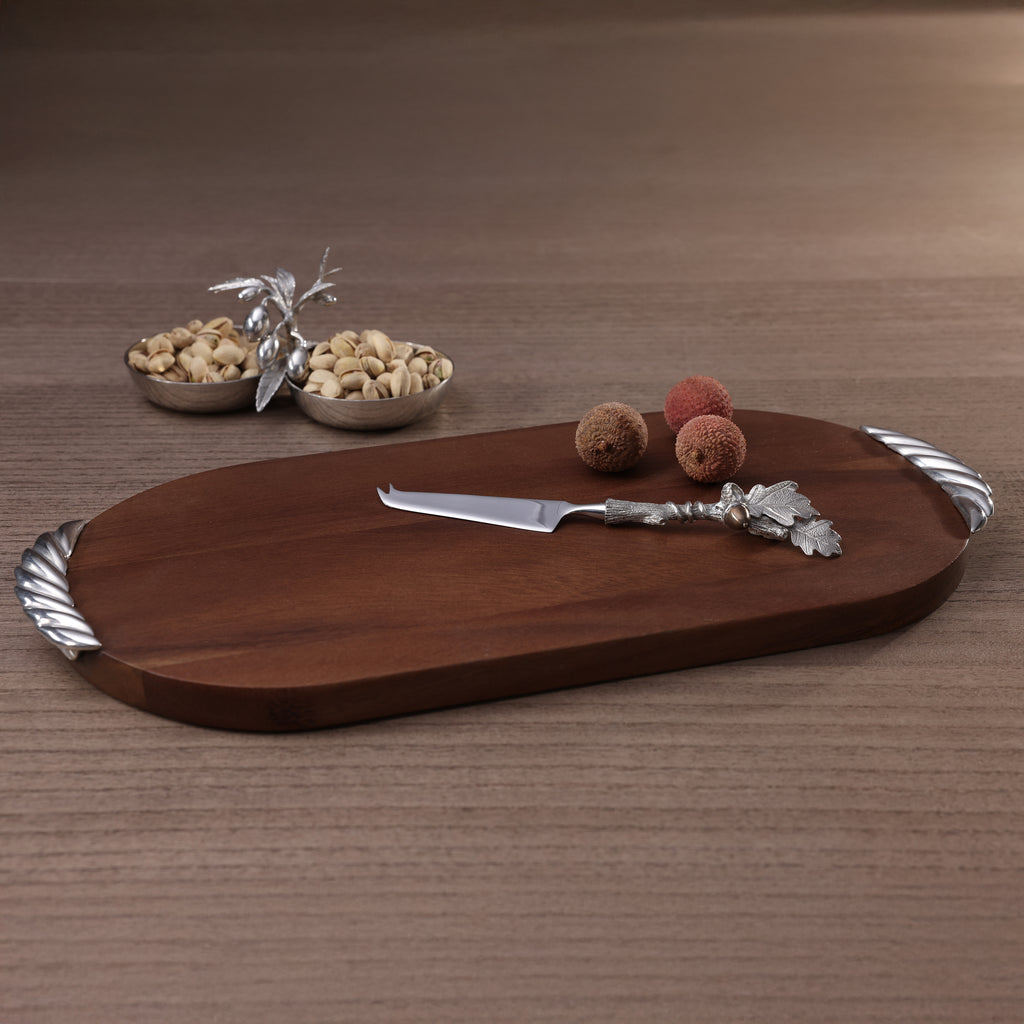 St. Anton Oval Wood Cheese & Charcuterie Board w/Pewter Cheese Knife