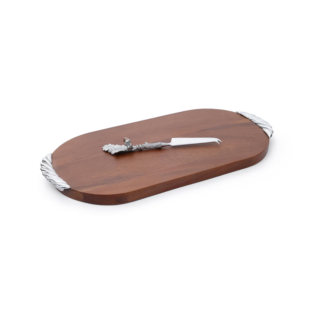 St. Anton Oval Wood Cheese & Charcuterie Board w/Pewter Cheese Knife