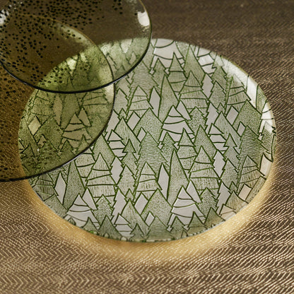 Alpine Tree Glass Platter - Green - Set of 6 - Tableware by Carlyle Avenue