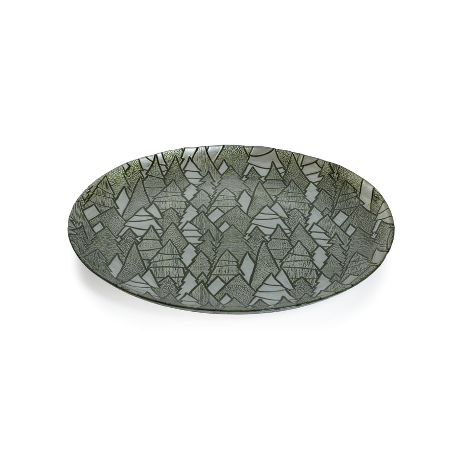 Alpine Tree Glass Platter - Green - Set of 6