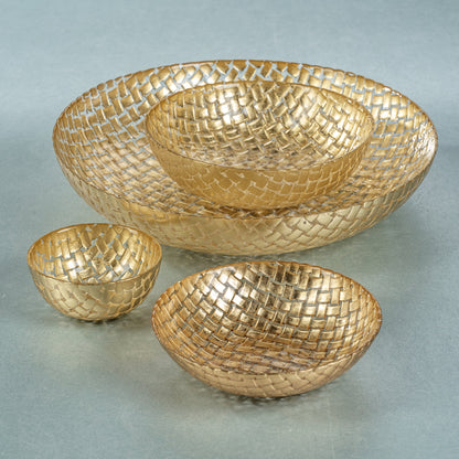 Braided Glass Bowl - Gold - Serveware by Carlyle Avenue