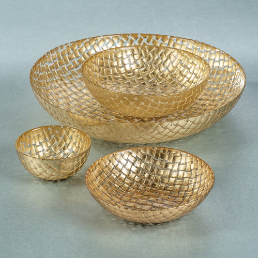 Braided Glass Bowl - Gold