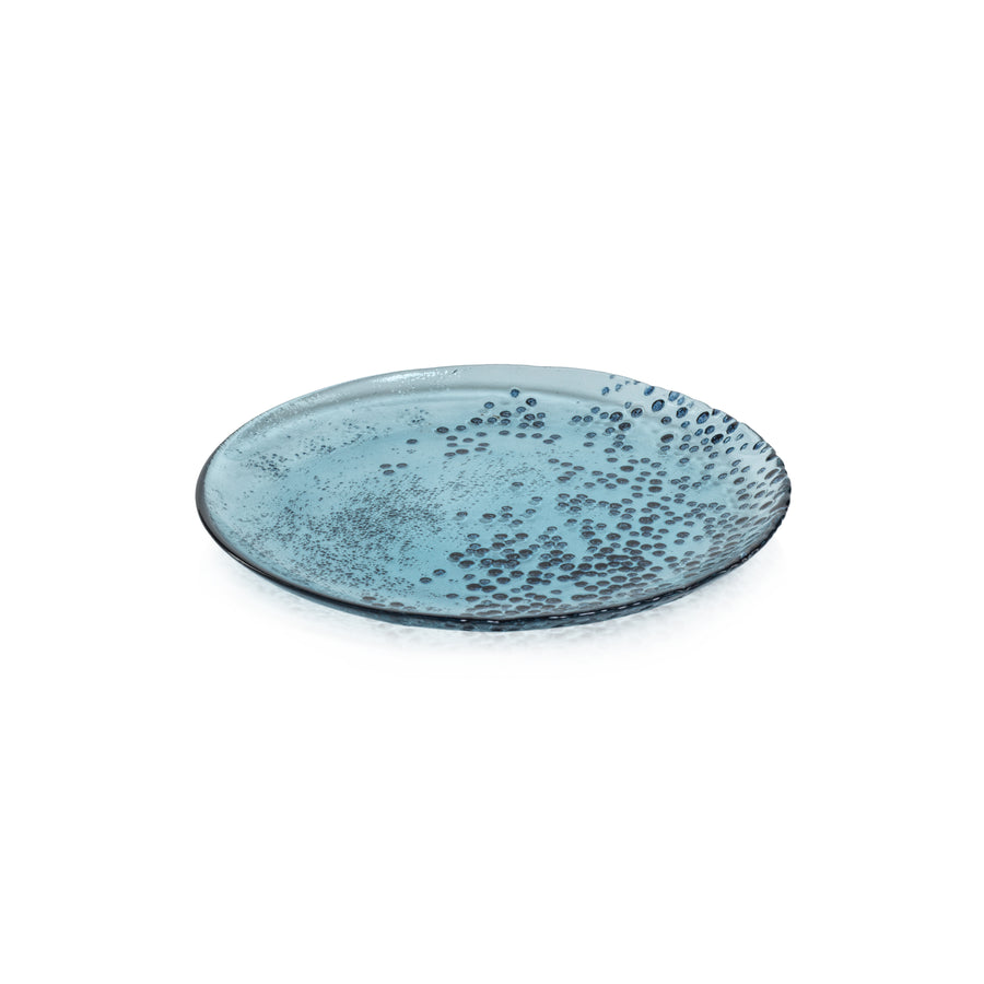 Dotted Glass Plate - Blue