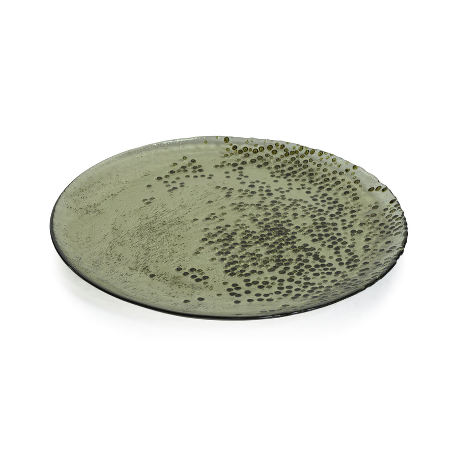 Dotted Glass Plate - Green